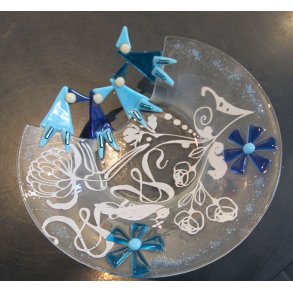 Astrid Munck sll med bl fugle p kanten