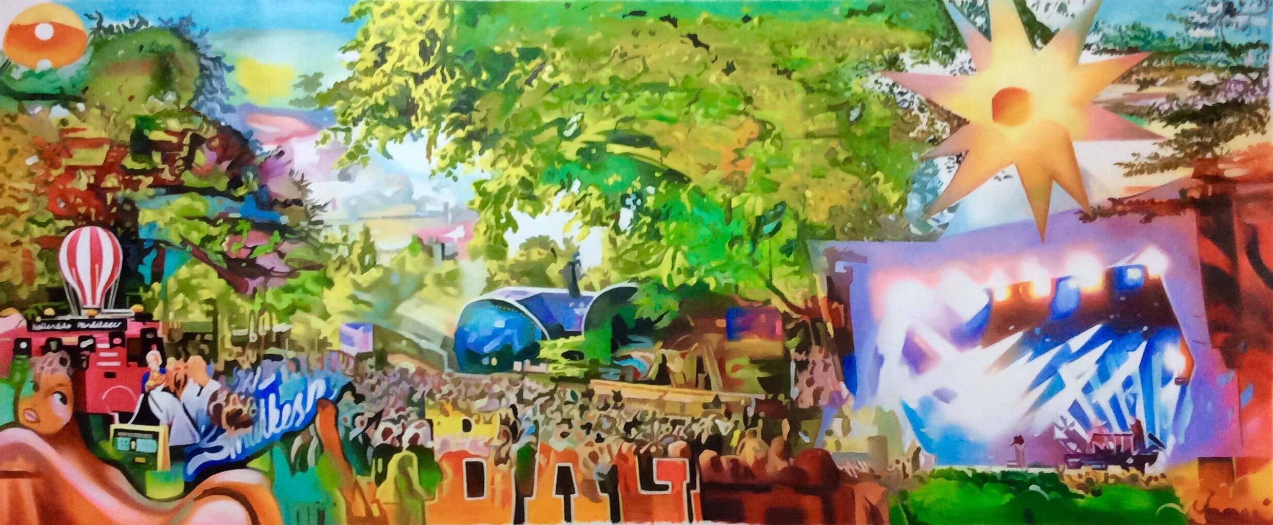 Smukfest 1, 80x200cm oliemaleri af Sarah