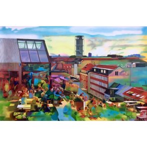 Rooftop Salling Aarhus 130x200cm af Sarah H�i