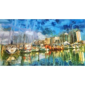 Udsigt til Aarhus �, 110x200cm af Sarah H�i