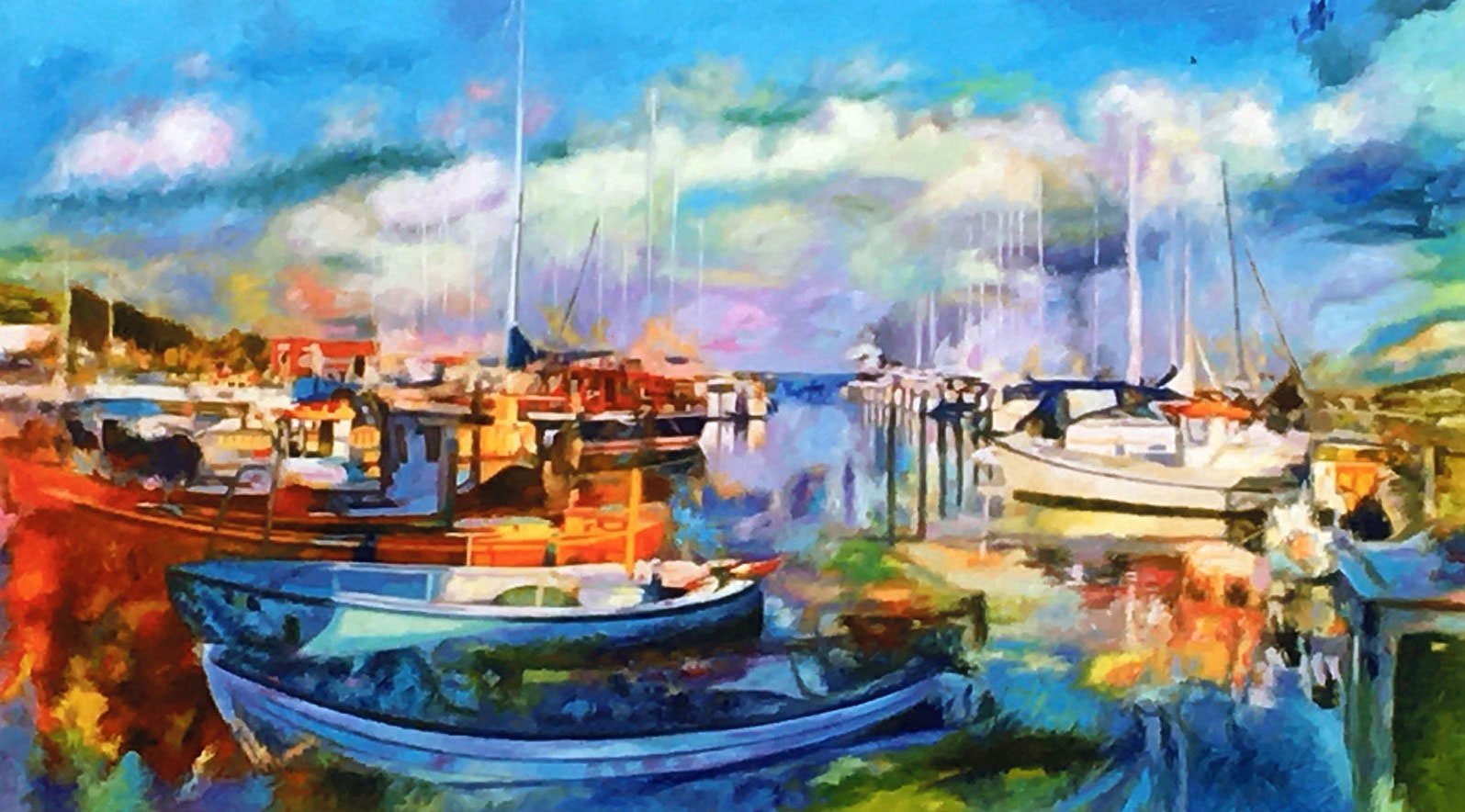 Byen ved Havet 4,  70x130cm Aarhus af Sarah Hi