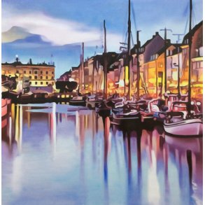 Tusm�rke ved nyhavn 80x80cm af Sarah H�i