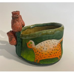 Kat med blomster, Keramik af Dangira