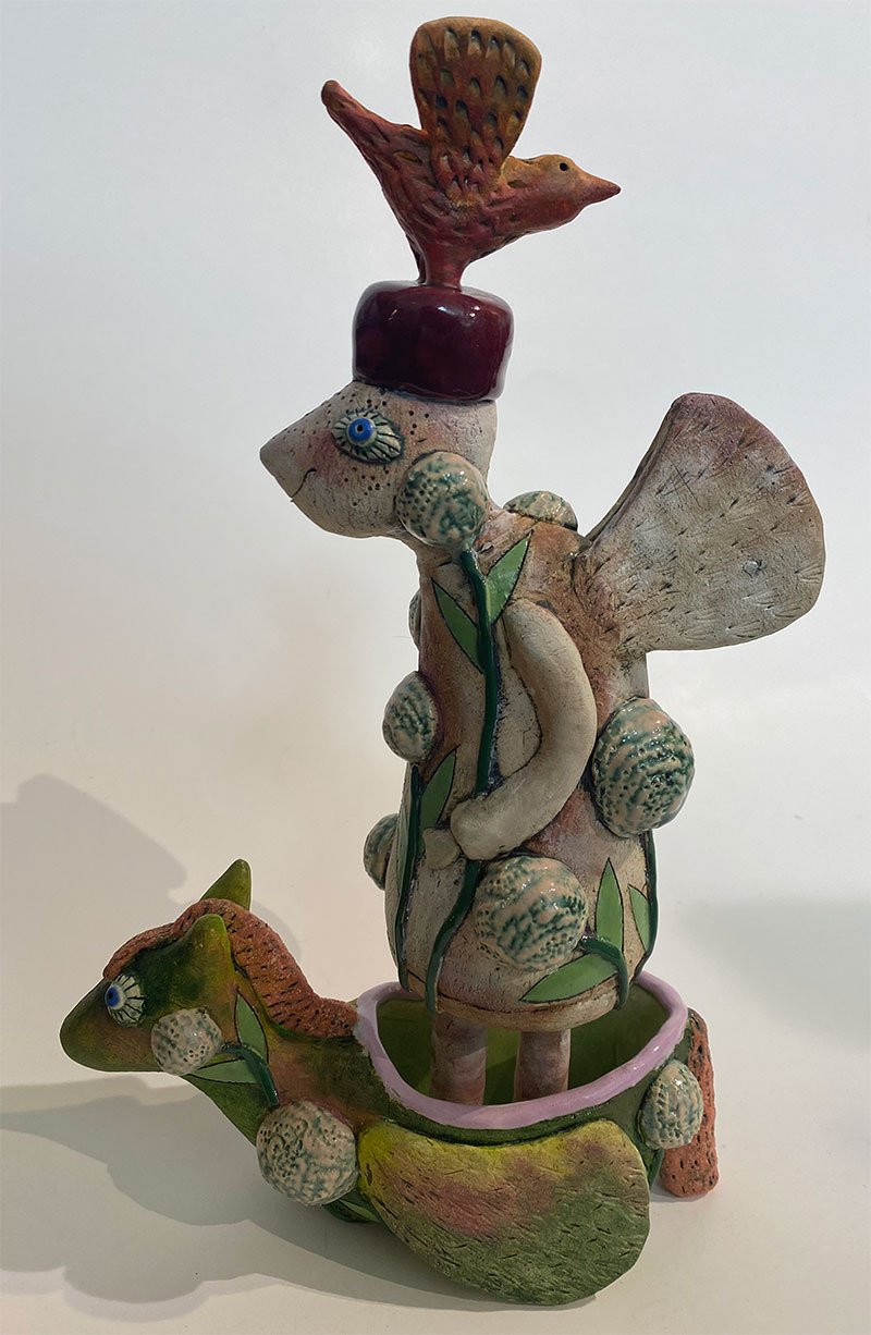Rejsende Engel med hest, Keramik af Dangira