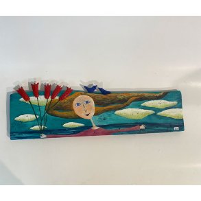 Pige med blomster, Keramik og maleri af Dangira