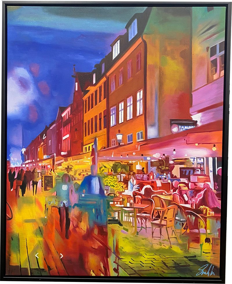 Nyhavn, oliemaleri 80x100cm af Sarah Hi