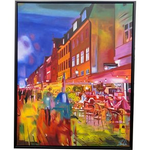 Nyhavn, oliemaleri 80x100cm af Sarah H�i