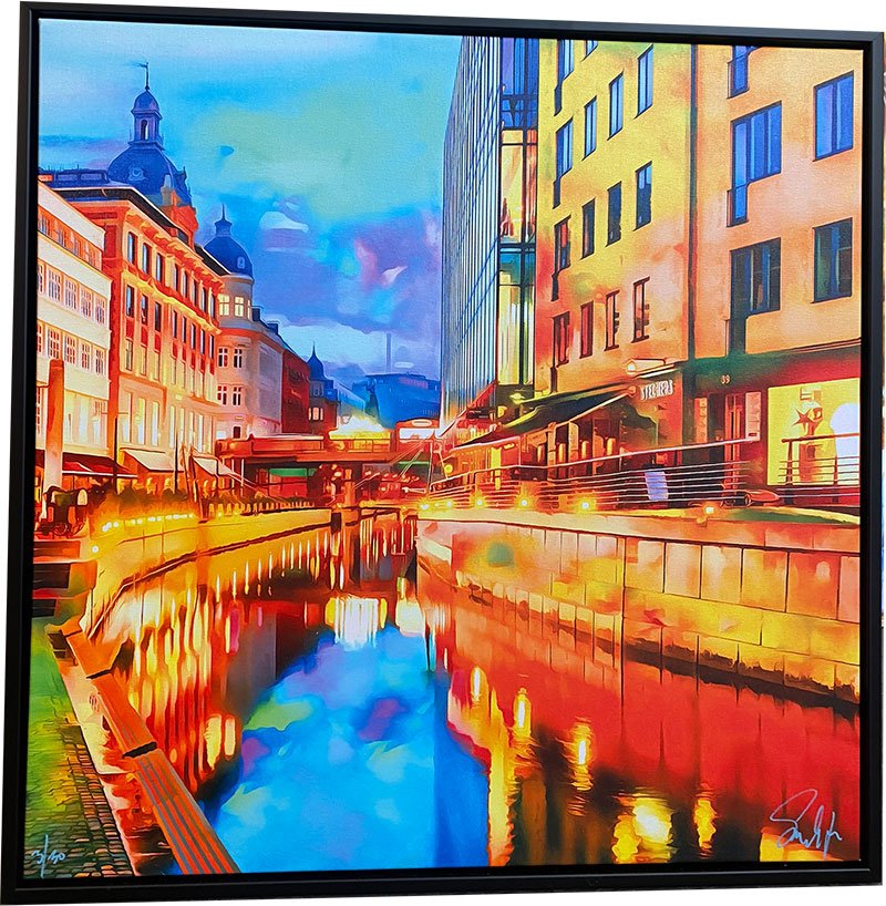 en Aarhus, 80x80cm Limited edition, Gicle signeret og nummereret 30 stk.