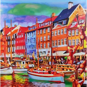 Oliemaleri 100x100cm af Sarah H�i