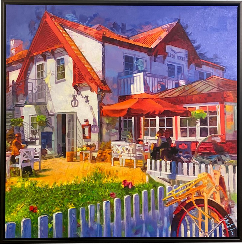 Gammel Skagen, 100x100cm Oliemaleri af Sarah