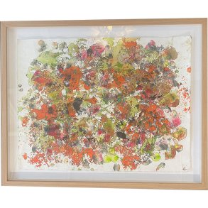 Kisser Skovfoged, akryl p� papir i egetr�sramme