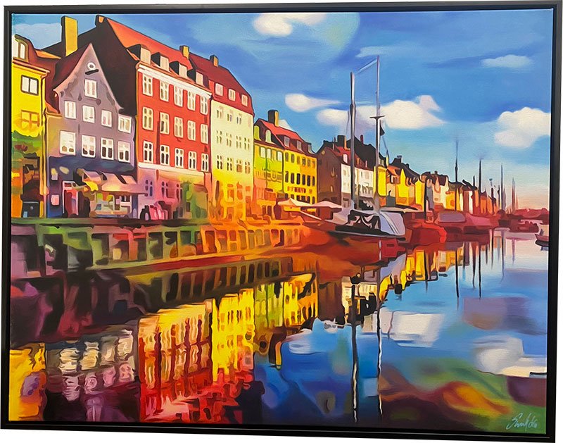 Nyhavn, oliemaleri 100x130cm af Sarah Hi