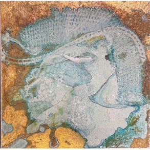 Fre Hunelefant, maleri Anne-Mette Lehrskov 20x20cm