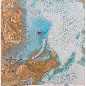 Elefantens Vuggevise, maleri Anne-Mette Lehrskov 20x20cm