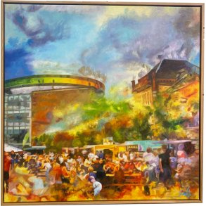 Aros, maleri 100x100cm af Sarah H�i