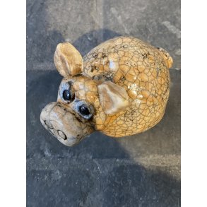 Dorit Knudsen Gris i rakubrndt keramik