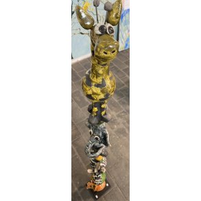 Dorit Knudsen Sjle med dyr i rakubrndt keramik