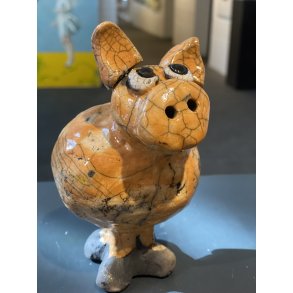 Dorit Knudsen Gris i rakubrndt keramik