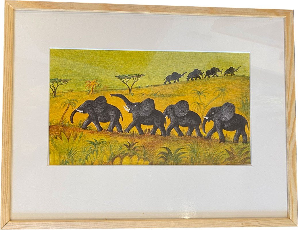 Plakat af Hans Scherfig - Elefanter gr i rkenen, 30x40cm
