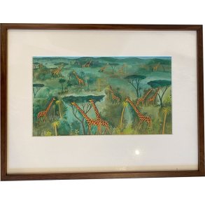 Plakat af Hans Scherfig - Giraffer p Savannen, 30x40cm