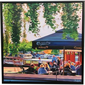 En solstrle nydes i Silkeborg, Oliemaleri 80x80cm