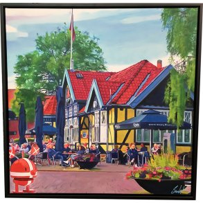Dannebro p optimisttur i Silkeborg, Oliemaleri 80x80cm