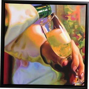 Det gode liv II, oliemaleri 50x50cm i sort ramme