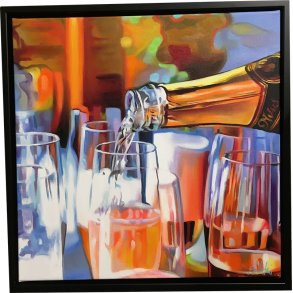 Det gode liv, Udstillet hos HTH i Silkeborg, oliemaleri 50x50cm i sort ramme