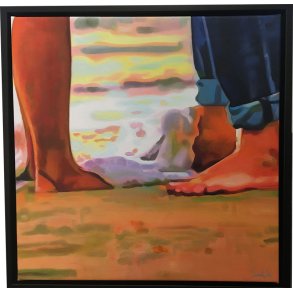 K�rester ved havet, oliemaleri 50x50cm i sort ramme