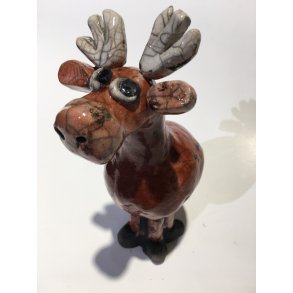 Elg af Dorit Knudsen i rakubrndt keramik