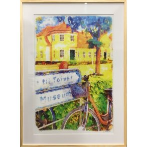 Silkeborg Museum i fyrtr�s-ramme, 50x70cm kunsttryk af Sarah H�i