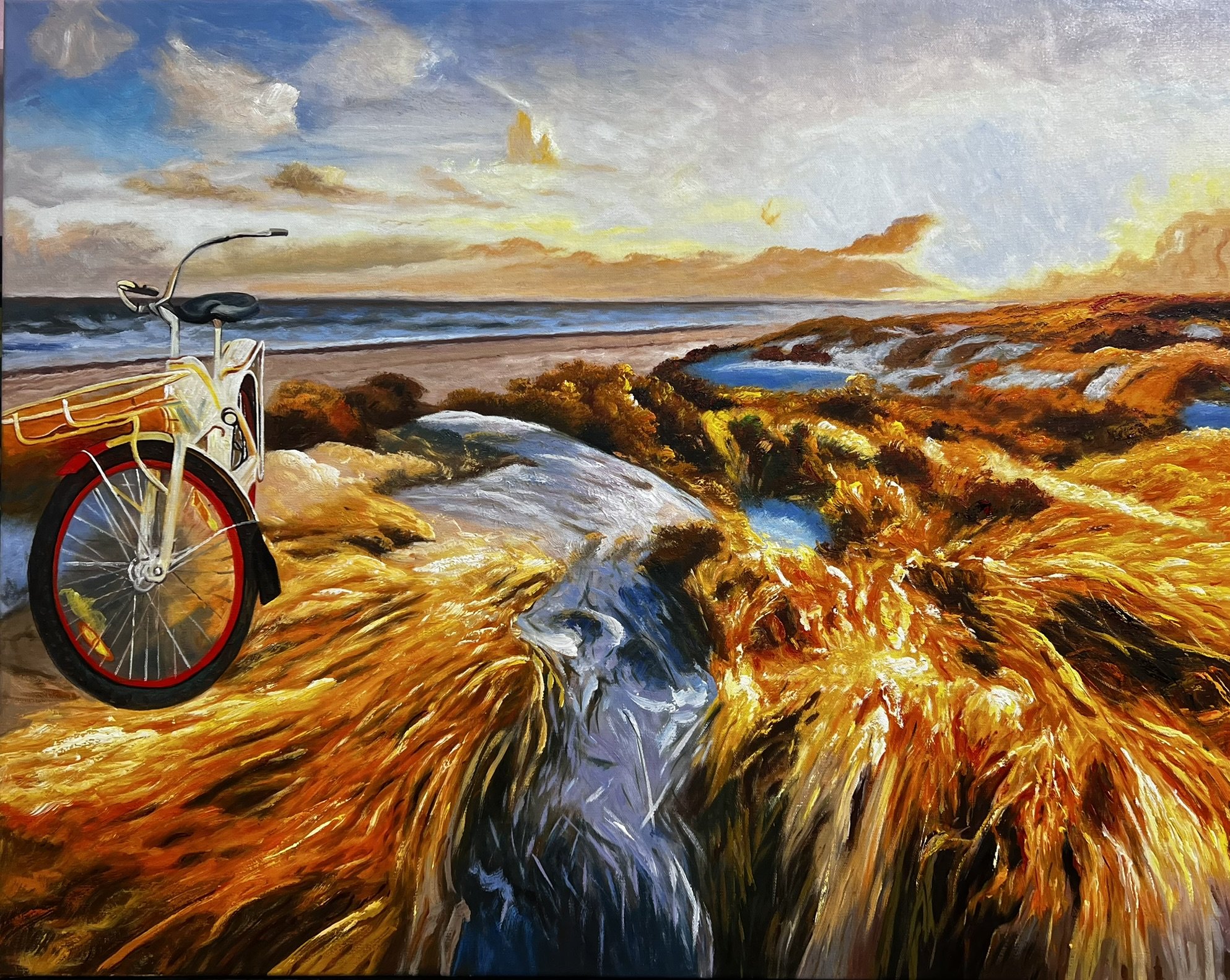 Strandmaleri 80x100cm af Sarah H�i