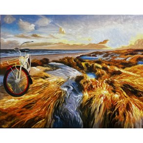 Strandmaleri 80x100cm af Sarah H�i