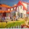 Ruths Hotel i Skagen, maleri 100x100cm af Sarah Hi
