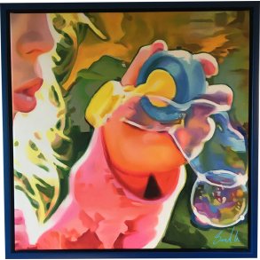 Barndomm maleri 50x50cm i sort ramme