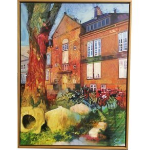 Aarhus Katedralskole, oliemaleri 60x80cm
