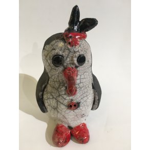 Dorit Knudsen Fugl i rakubrndt keramik