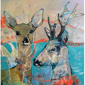 Hanne Ernst, rdyr maleri 100x100cm