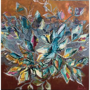 Hanne Ernst, Blomstermaleri 80x80cm