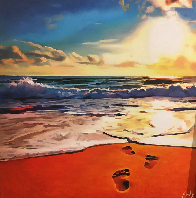 Dage ved havet, oliemaleri 80x80cm af Sarah Hi