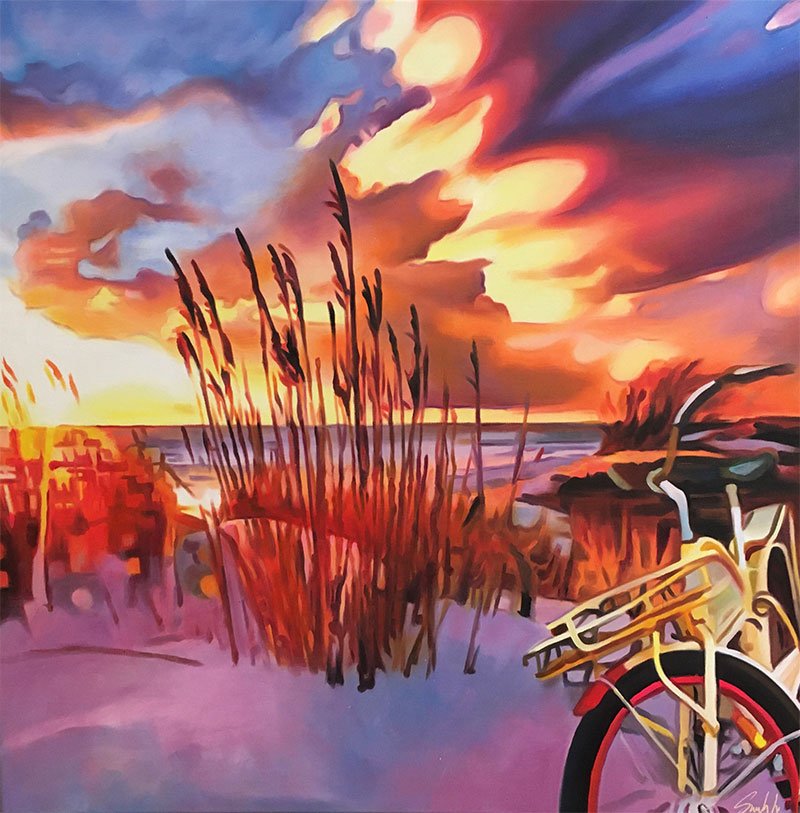 Sommer i Danmark, oliemaleri 80x80cm af Sarah Hi
