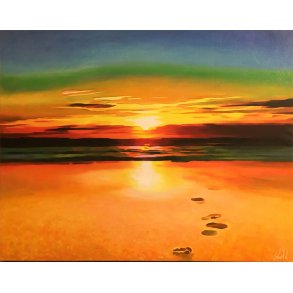 Himmel og Hav, oliemaleri 80x100cm af Sarah H�i