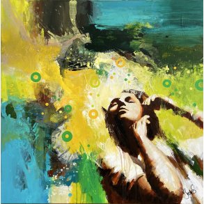 Heaven Knows  100x100cm maleri  af Jesper Srense