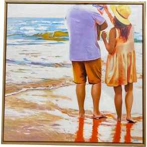 F�rste ferie med en lille ny, oliemaleri 80x80cm af Sarah H�i