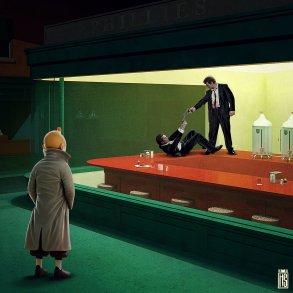 Night Hawks 40x40cm af Helt Sort