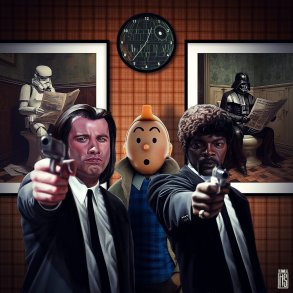 Pulp Fiction 40x40cm af Helt Sort