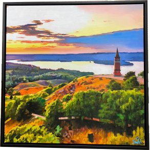 Himmelbjerget og Hjejlen 3, Oliemaleri 80x80cm