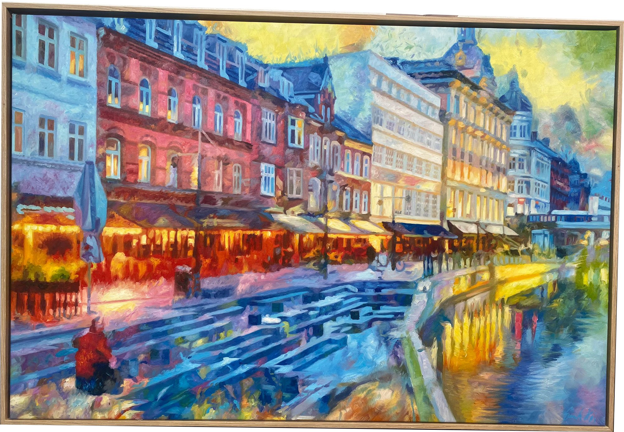 Aften ved en i Aarhus 80x120cm af Sarah Hi