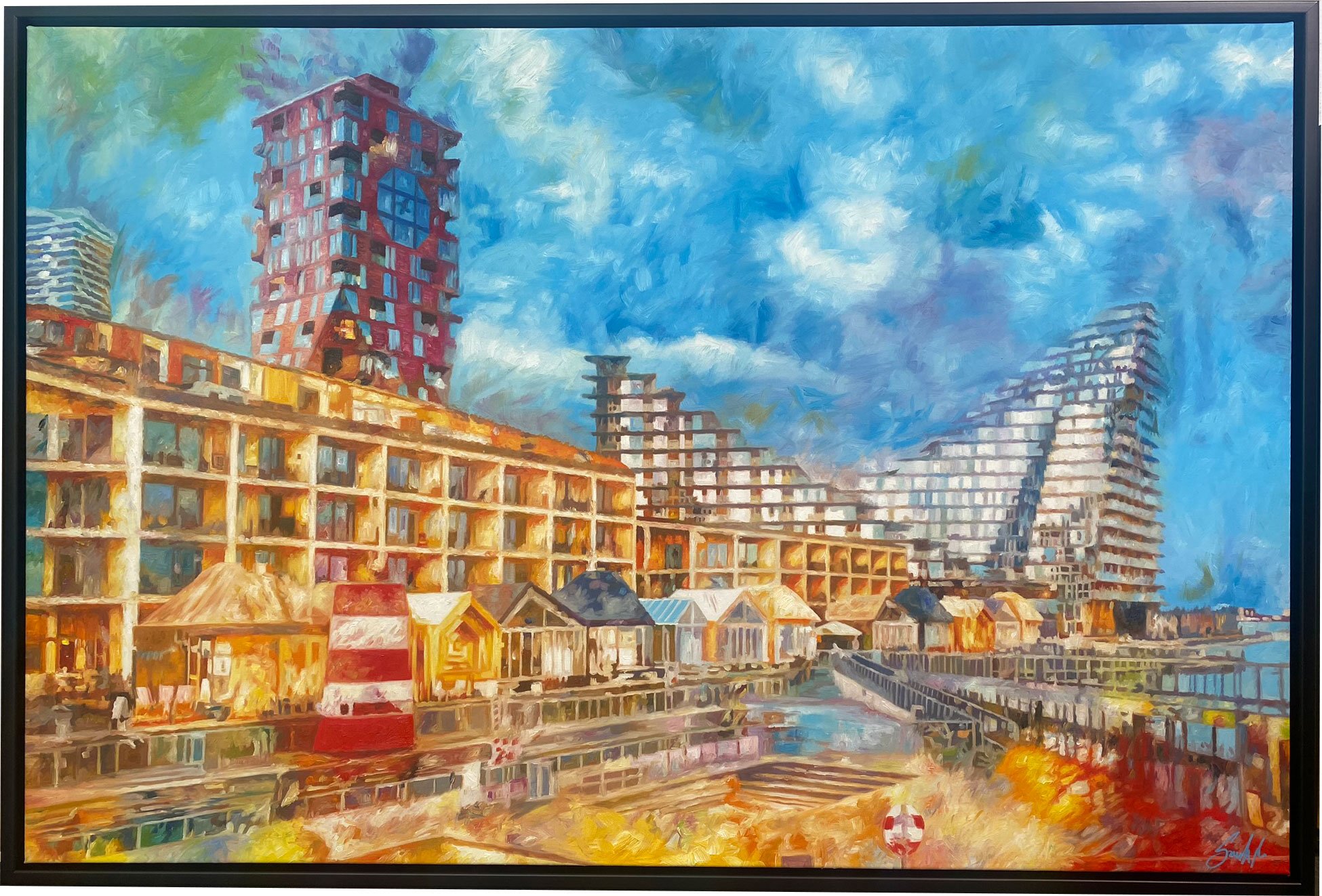 Havnebadet ved Aarhus , 80x120cm af Sarah Hi