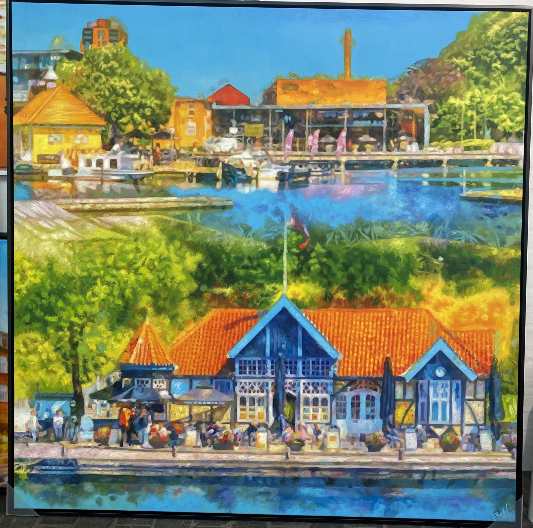 Silkeborg fortalt i farver 2024, Oliemaleri 150x150cm